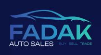 Fadak Auto Sales logo with stylized car silhouette in blue and white
